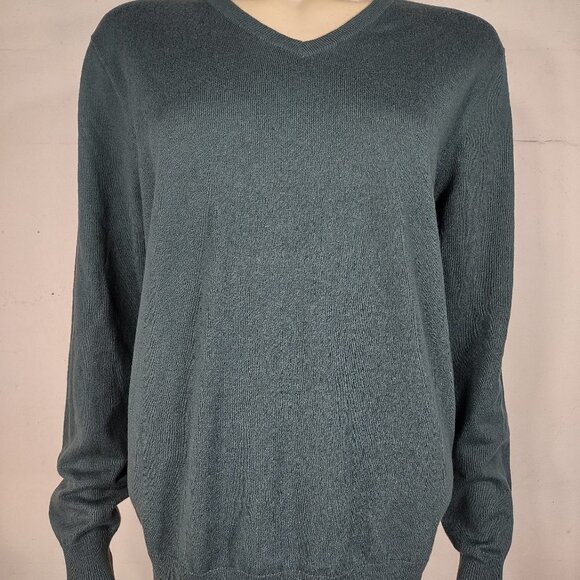 NWT J. Crew dark green cotton blend V-Neck pullover sweater ladies size Medium - Picture 1 of 9